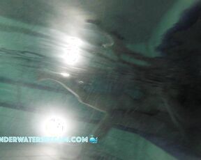 Hairy woman with big boobs plays underwater