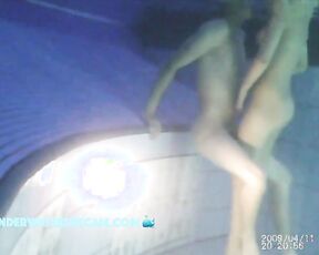 Teen couple first time nude in the famous public pool