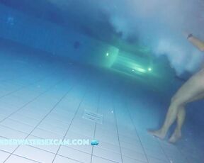 Nice milf at night in the pool