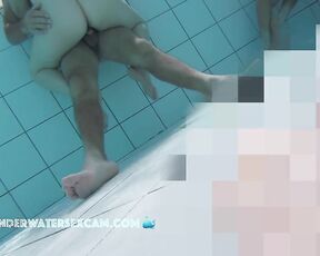 Milf gets fucked underwater and many people are watching
