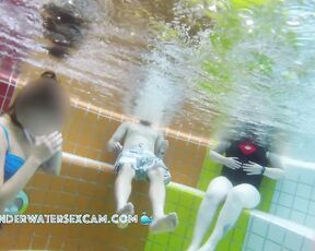 Au pair girl with bikini from Czech Republic in warm swimming pool