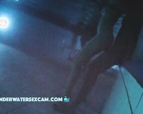 VINTAGE underwater fucking in the sauna pool at night