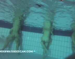 Between all the horny people this couple has real sex underwater in the public pool