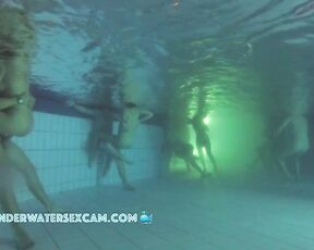 Between all the horny people this couple has real sex underwater in the public pool
