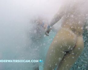 She disappears in the underwater turbulence but our hidden camera catches everything