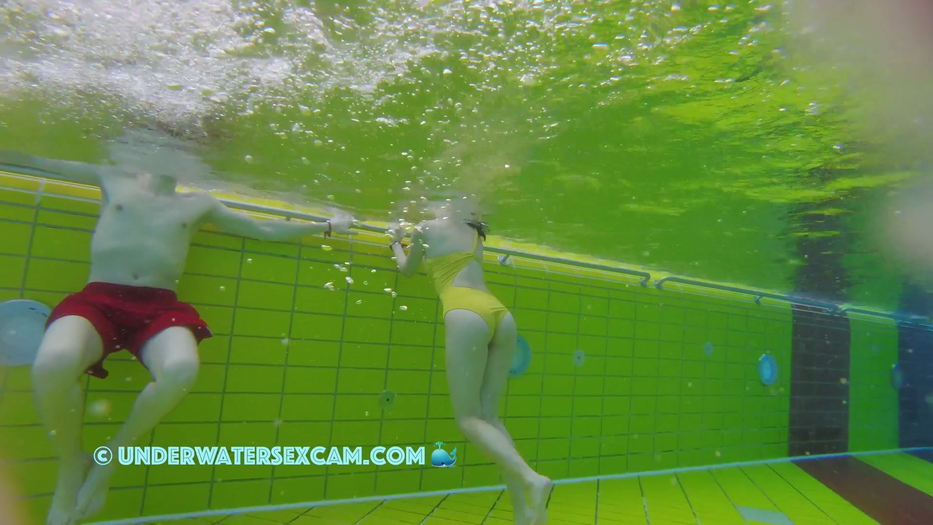 Chinese girls always wear very thin swimsuits and our cameraman shot it underwater in a public pool