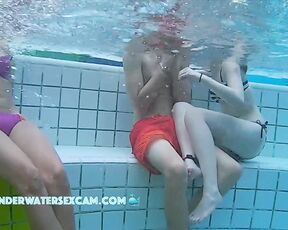 NEW! Young teen 18+ couple has some fun in a public pool