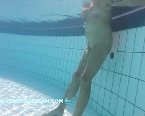 NEW! This busty milf also does water gymnastics masturbation but from the front and behind