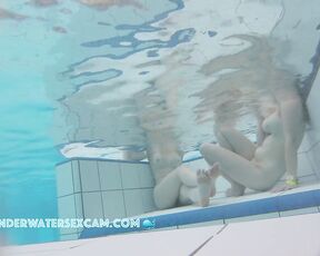 NEW! Two hot young teen 18+ girls relaxing naked in the public pool