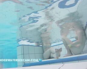 NEW! Two hot young teen 18+ girls relaxing naked in the public pool