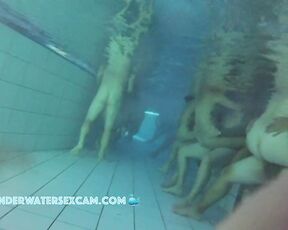 Unbelievable! 3 couples fuck next to each other in the sauna pool