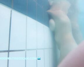 Some girls love to press their bare nipples against the pool wall because it makes them horny