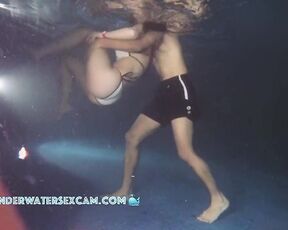 These underwater games in the public pool are like a foreplay for sex in the cabin