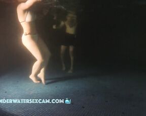 These underwater games in the public pool are like a foreplay for sex in the cabin