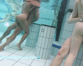 NEW! It's not easy to film two horny young couples in the sauna pool at the same time