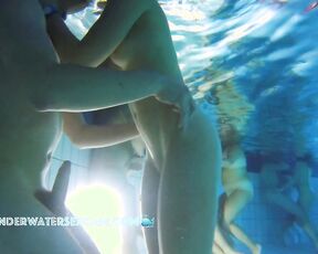 NEW! He tries to hide his erection from the other visitors to the sauna pool