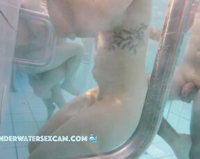 NEW! He watches her with great interest while she has fun with the underwater massage jet