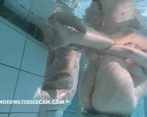 NEW! Sexy milf with big pierced breasts likes to show herself naked in the public sauna pool