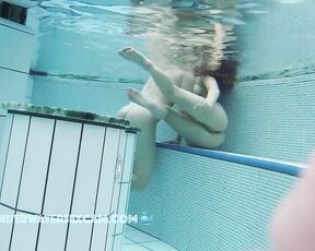 NEW! Young teenage couple fooling around naked in the sauna pool and being filmed by a horny voyeur