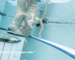 NEW! Young teenage couple fooling around naked in the sauna pool and being filmed by a horny voyeur