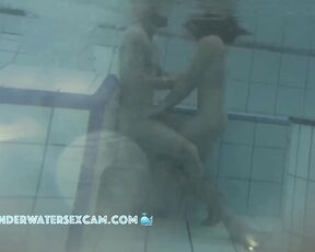 NEW! A young couple meets naked in the pool at dusk