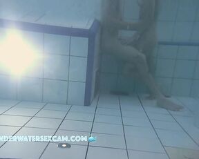 NEW! A young couple meets naked in the pool at dusk