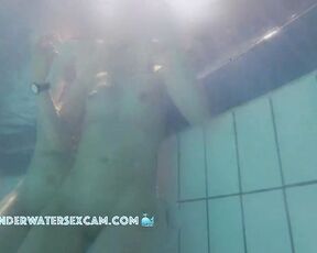 NEW! Summertime is nudist time for these two young ladies in the sauna pool