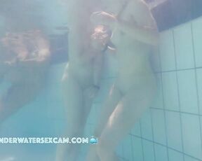 NEW! Summertime is nudist time for these two young ladies in the sauna pool