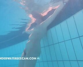 NEW! She tries to lift her nipples out of the water so I can see them
