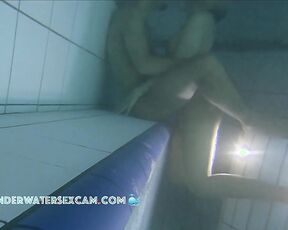 NEW! Young teen couple comes extra in the evening so nobody sees them fucking underwater