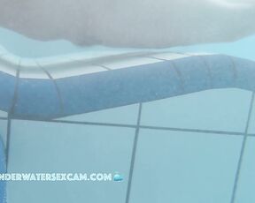 NEW! This horny girl with the great tits gets horny and starts to masturbate with the underwater jets of the lounger