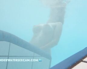 NEW! This horny girl with the great tits gets horny and starts to masturbate with the underwater jets of the lounger