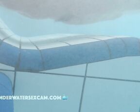 NEW! This horny girl with the great tits gets horny and starts to masturbate with the underwater jets of the lounger