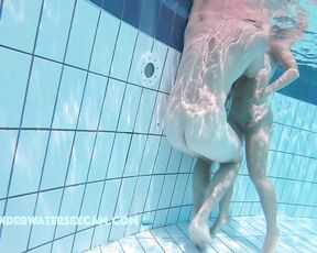 NEW! She knows exactly that she makes her boyfriend horny and the voyeurs in the sauna pool too