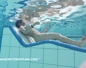 NEW! This hot Latina shows off her fantastic body on an underwater lounger.