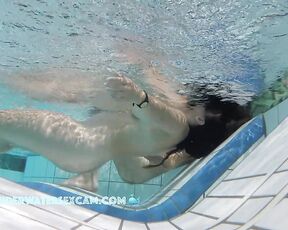 NEW! I think she's pretty surprised at what you can do with the little jets on these underwater loungers