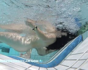 NEW! I think she's pretty surprised at what you can do with the little jets on these underwater loungers