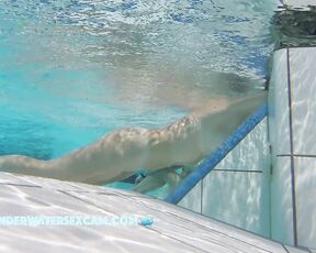 NEW! This horny MILF with beautifully enhanced breasts masturbates shamelessly with underwater jets.
