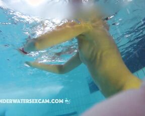 NEW! This very athletic girl with cute nipples is exercising in the water, and it's making me horny.