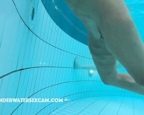 NEW! This horny older MILF wants to masturbate with the underwater jet but is interrupted by a friend.