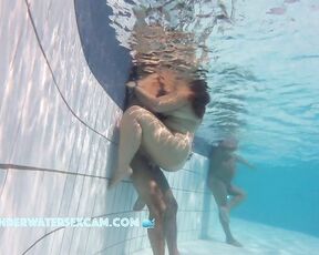NEW! This couple just fucks like that in a public swimming pool, right up to the end.