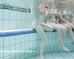 NEW! The water is really nice and warm, but her nipples are still getting hard! Seen too many dicks?