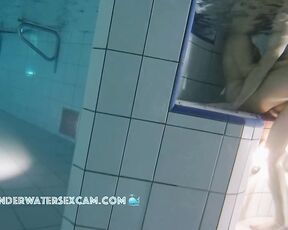 NEW! They think they're all alone in the pool, so they try to fuck because they're both so horny.