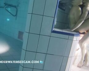 NEW! They think they're all alone in the pool, so they try to fuck because they're both so horny.