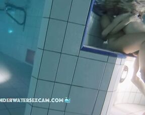 NEW! They think they're all alone in the pool, so they try to fuck because they're both so horny.