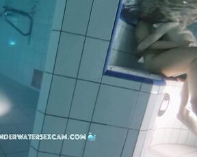 NEW! They think they're all alone in the pool, so they try to fuck because they're both so horny.