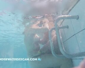 NEW! Cute young couple gets horny with each other in the sauna pool while the voyeur watches