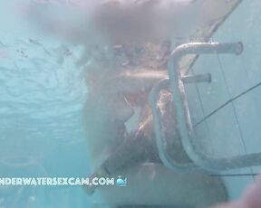 NEW! Cute young couple gets horny with each other in the sauna pool while the voyeur watches