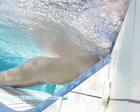 NEW! This lady is really enjoying the underwater jets built into the lounger.