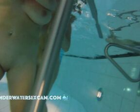 NEW! This hot teen18+ girl has a rendezvous with a busty MILF and flirts during an underwater massage.